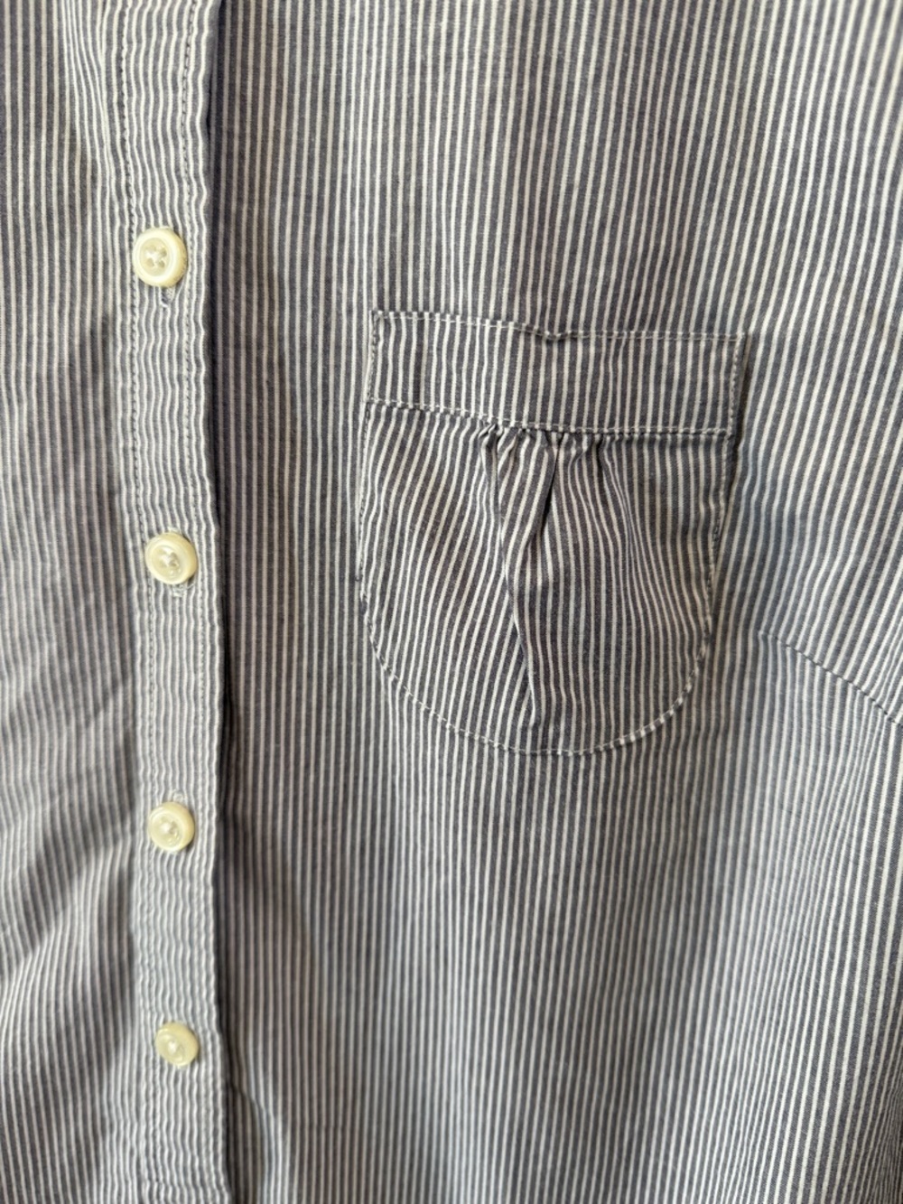 Boden Blue & White Micro-Stripe Button-Down Shirt Feminine Cut, Cotton Stretch - Picture 3 of 10